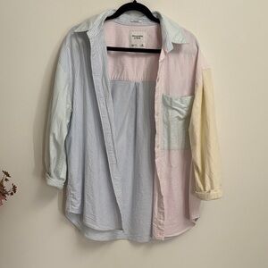 Oversized colour block Button-Up Shirt